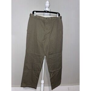 Haggar Mens 34x30 Khaki Dress Pants No Iron Cotton Flat Front Chino Work